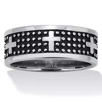 Men's Antiqued Stainless Steel Cross Ring
