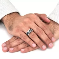 Men's Antiqued Stainless Steel Cross Ring