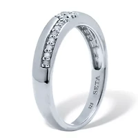 Men's .20 TCW Diamond Platinum-Plated Sterling Silver Diagonal Wedding Band Ring