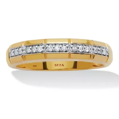 Men's .15 TCW Diamond 18K Gold-Plated Sterling Silver Slit Band Ring