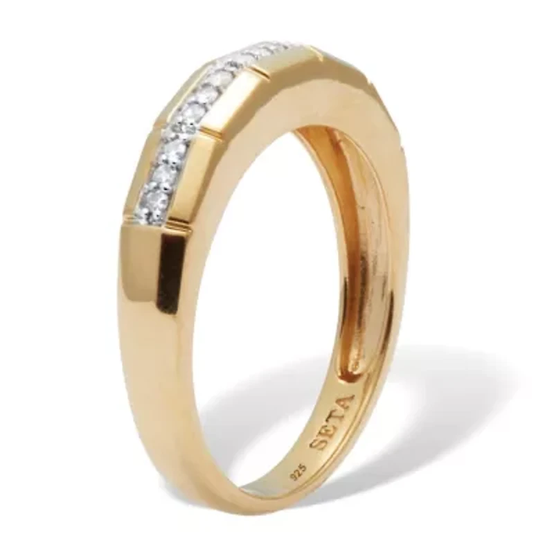 Men's .15 TCW Diamond 18K Gold-Plated Sterling Silver Slit Band Ring