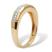 Men's .15 TCW Diamond 18K Gold-Plated Sterling Silver Slit Band Ring