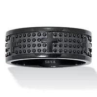 Men's Black Ion-Plated Stainless Steel Cross Ring