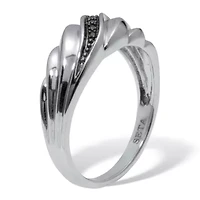 03 TCW Men's Round Genuine Black Diamond Platinum-Plated Sterling Silver Ring
