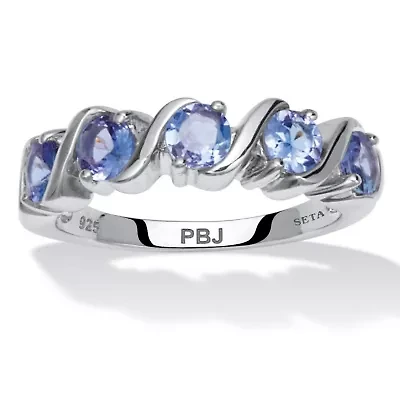 1.33 TCW Oval Cut Genuine Purple Tanzanite Sterling Silver Ring