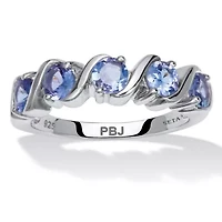 1.33 TCW Oval Cut Genuine Purple Tanzanite Sterling Silver Ring