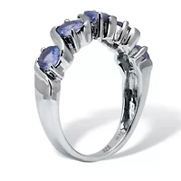 1.33 TCW Oval Cut Genuine Purple Tanzanite Sterling Silver Ring