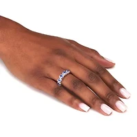 1.33 TCW Oval Cut Genuine Purple Tanzanite Sterling Silver Ring