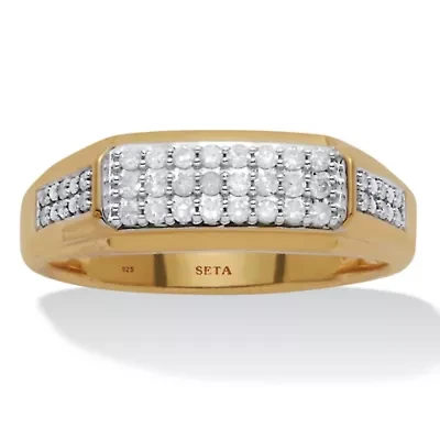 Men's .30 TCW Diamond Gold-Plated Sterling Silver Ring
