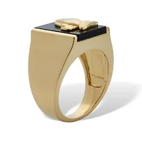 Men's 14k Gold-Plated Black Onyx Praying Hands Ring