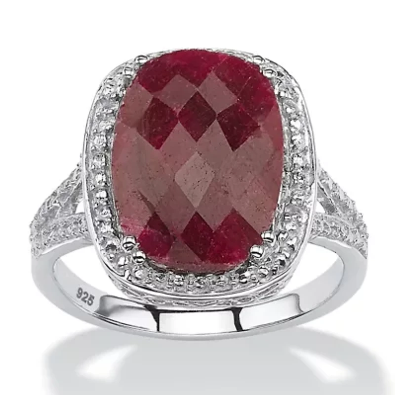 7.25 TCW Genuine Ruby Ring .925 Sterling Silver