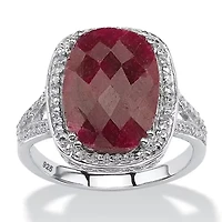 7.25 TCW Genuine Ruby Ring .925 Sterling Silver