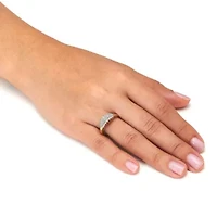 17 TCW Diamond Cluster Gold Over Silver Ring