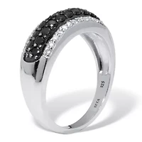.22 TCW Round Black Spinel and Cubic Zirconia Sterling Silver Engagement Ring