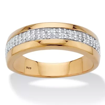 Men's 1/5 Cttw. Diamond Accent 18k Gold-plated Sterling Silver Wedding Ring