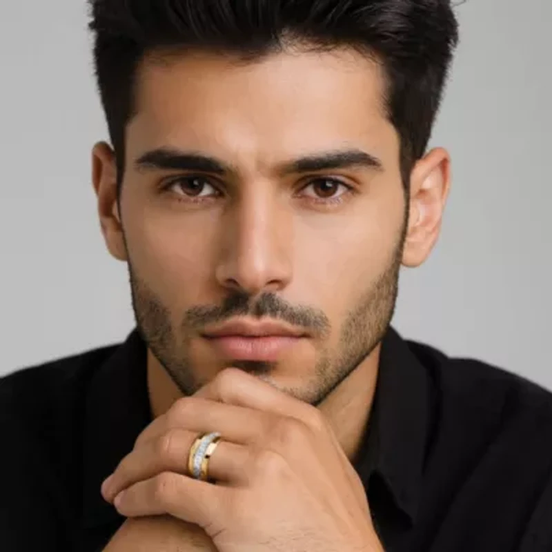 Men's 1/5 Cttw. Diamond Accent 18k Gold-plated Sterling Silver Wedding Ring