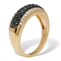 .22 TCW Black Spinel and CZ Gold-Plated Sterling Silver Engagement Ring