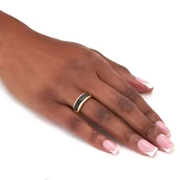 .22 TCW Black Spinel and CZ Gold-Plated Sterling Silver Engagement Ring