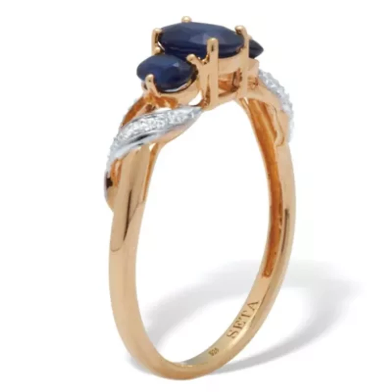 .93 TCW Oval Sapphire 18K Gold-Plated Sterling Silver Ring