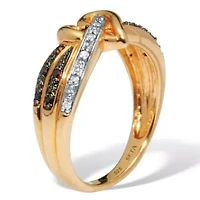 Round Diamond Gold-Plated Sterling Silver Crossover Heart Promise Ring