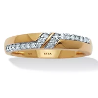 Men's .20 TCW Diamond 18K Gold-Plated Sterling Silver Diagonal Wedding Band Ring