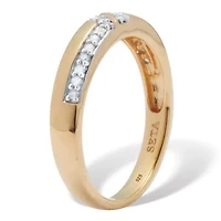 Men's .20 TCW Diamond 18K Gold-Plated Sterling Silver Diagonal Wedding Band Ring