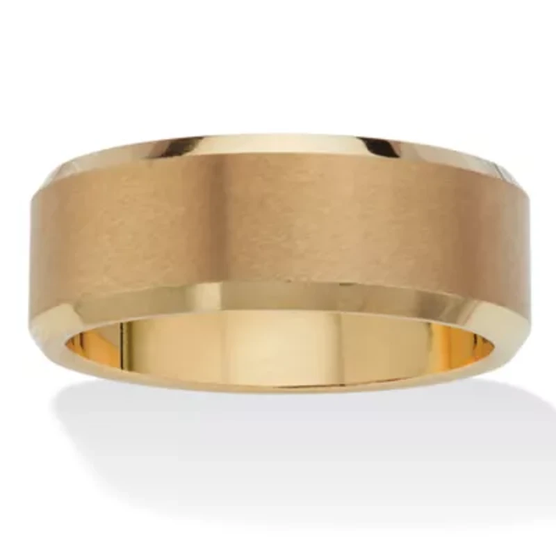 Men's Gold Ion-Plated Tungsten Brushed Finish Bevel Edge Wedding Band