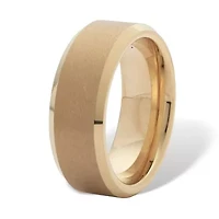 Men's Gold Ion-Plated Tungsten Brushed Finish Bevel Edge Wedding Band