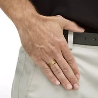 Men's Gold Ion-Plated Tungsten Brushed Finish Bevel Edge Wedding Band