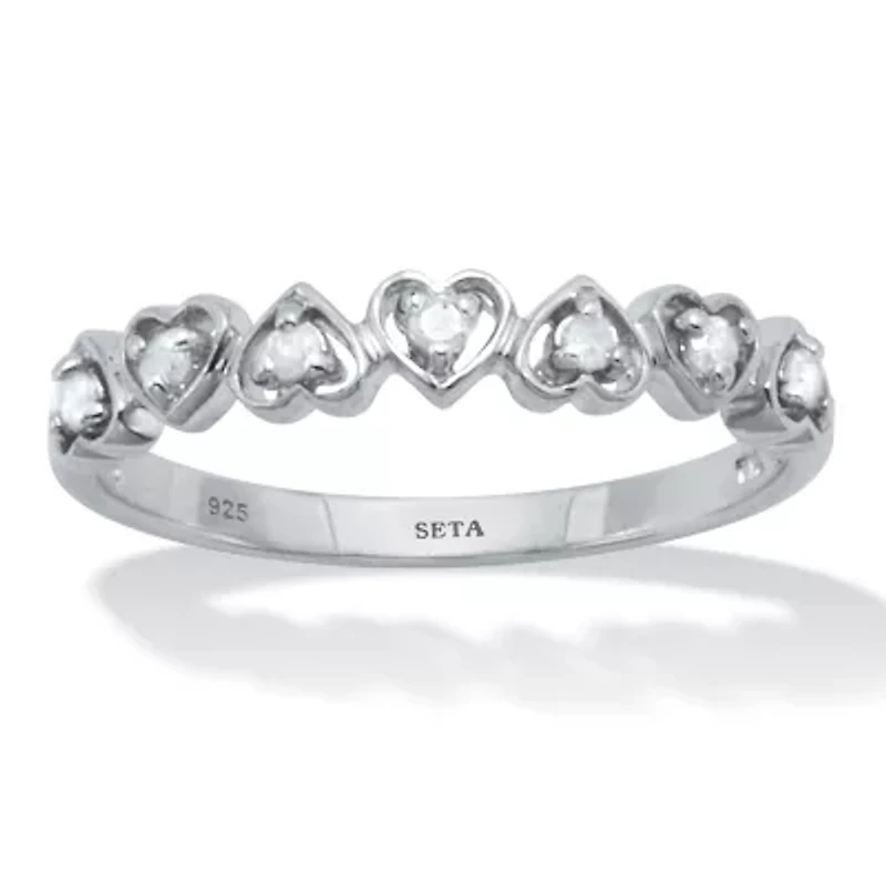.11 TCW Interchanging Diamond Platinum Over Sterling Silver Heart Ring