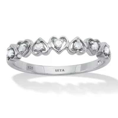 .11 TCW Interchanging Diamond Platinum Over Sterling Silver Heart Ring