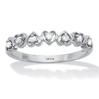.11 TCW Interchanging Diamond Platinum Over Sterling Silver Heart Ring
