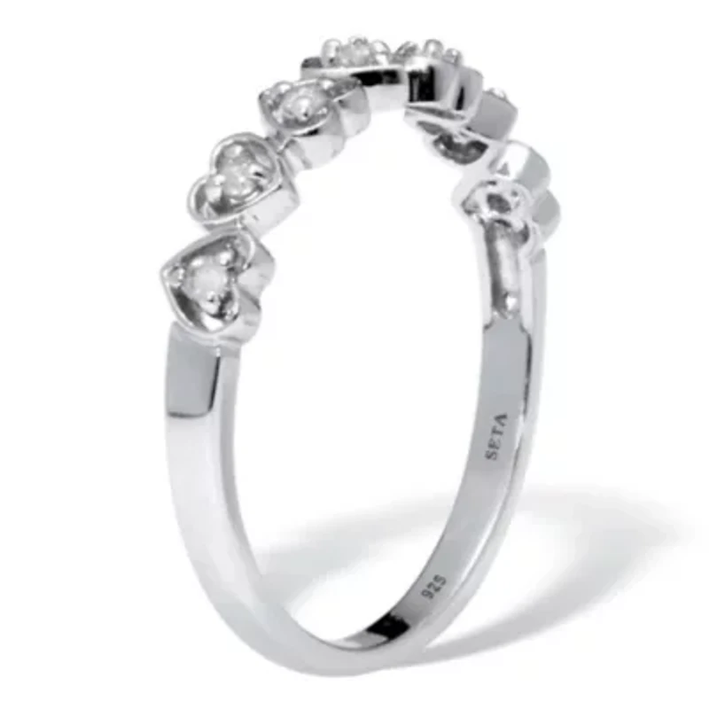 .11 TCW Interchanging Diamond Platinum Over Sterling Silver Heart Ring