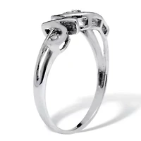 Round Diamond Accent Mom Heart Sterling Silver Ring