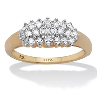 17 TCW Diamond Cluster Gold Over Silver Ring