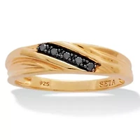 Men's .1 TCW Black Diamond Single-Row Gold Over Silver Ring