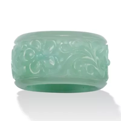 Genuine Green Jade Flower Eternity Band