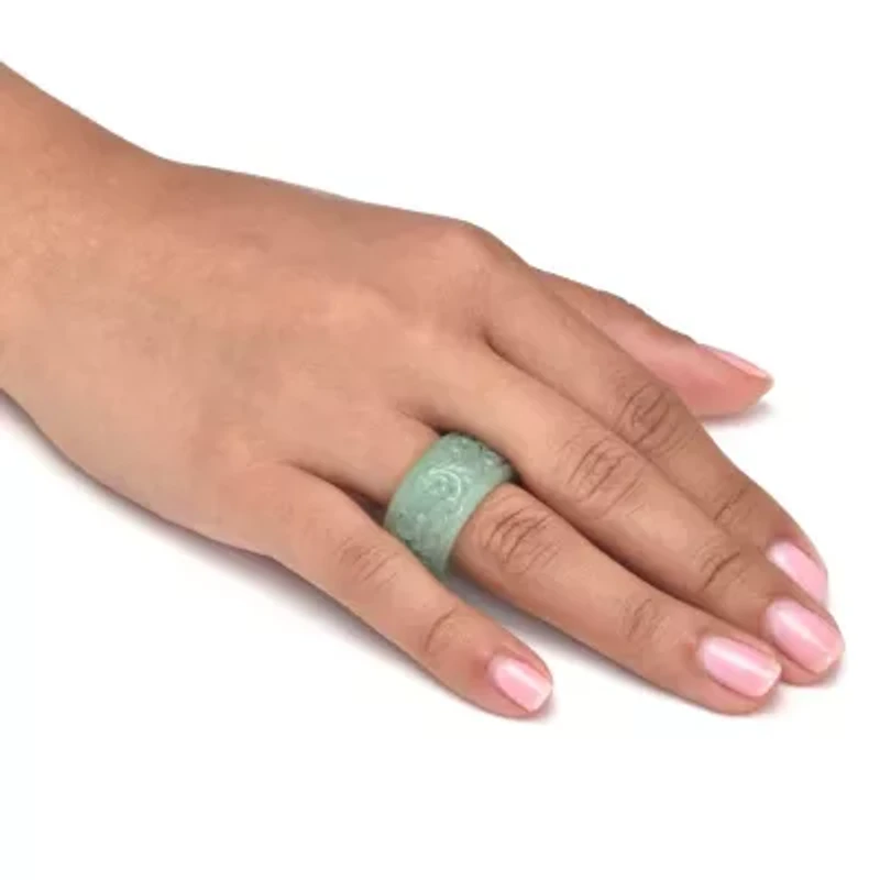 Genuine Green Jade Flower Eternity Band