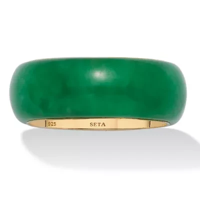 Genuine Jade 14k Gold-Plated Sterling Silver Band
