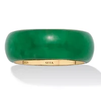 Genuine Jade 14k Gold-Plated Sterling Silver Band
