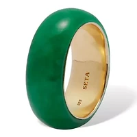 Genuine Jade 14k Gold-Plated Sterling Silver Band