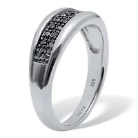 03 TCW Men's Round Genuine Black Diamond Platinum-Plated Sterling Silver Ring