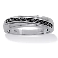 03 TCW Men's Round Genuine Black Diamond Platinum-Plated Sterling Silver Ring