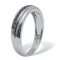 03 TCW Men's Round Genuine Black Diamond Platinum-Plated Sterling Silver Ring