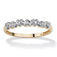 Diamond Accent Solid 10k Gold Multi-Heart Promise Band Ring