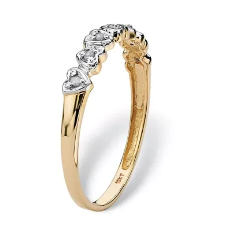 Diamond Accent Solid 10k Gold Multi-Heart Promise Band Ring