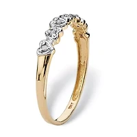 Diamond Accent Solid 10k Gold Multi-Heart Promise Band Ring