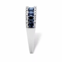 1.06 TCW Round Genuine Blue Sapphire and Diamond Accent 10k White Gold Ring
