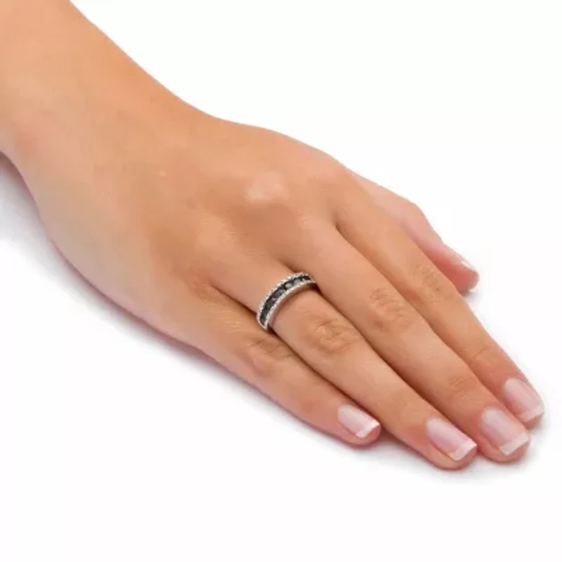 1.06 TCW Round Genuine Blue Sapphire and Diamond Accent 10k White Gold Ring