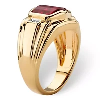 Lab Created Men's 2.77 TCW Red Ruby and Diamond Accent 18k Gold-Plated Ring